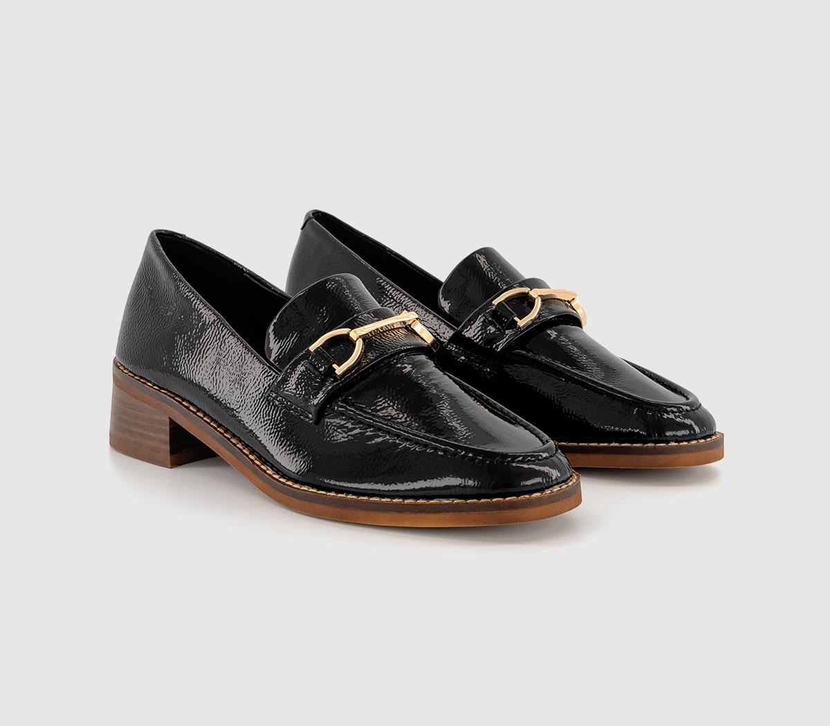 OFFICEFlair Patent Leather Heel LoafersBlack Crinkle Patent