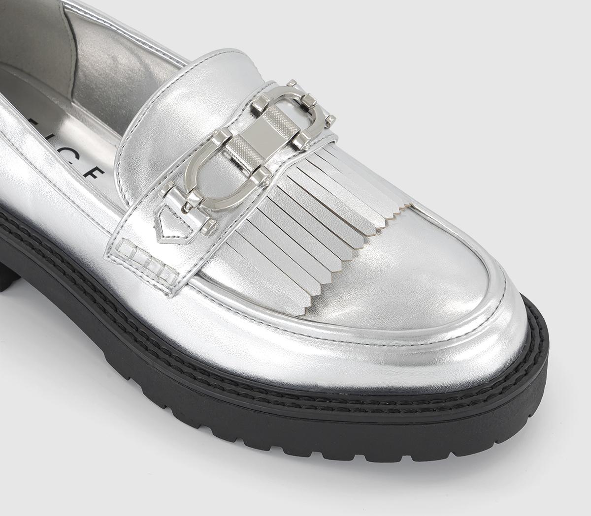 OFFICE Frankly Trim And Fringe Loafers OFFICE Frankly Trim And Fringe Loafers Silver