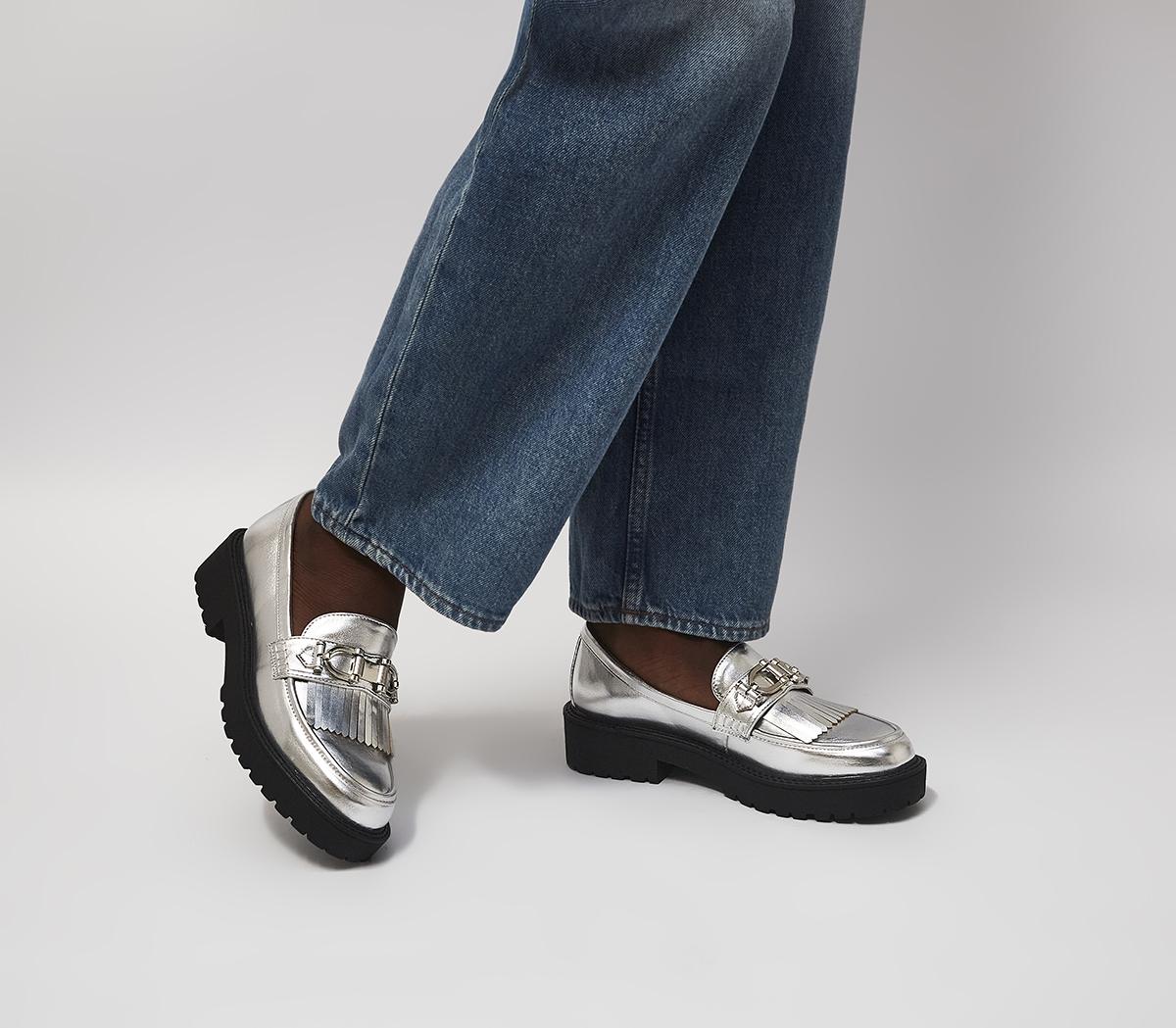 OFFICE Frankly Trim And Fringe Loafers OFFICE Frankly Trim And Fringe Loafers Silver