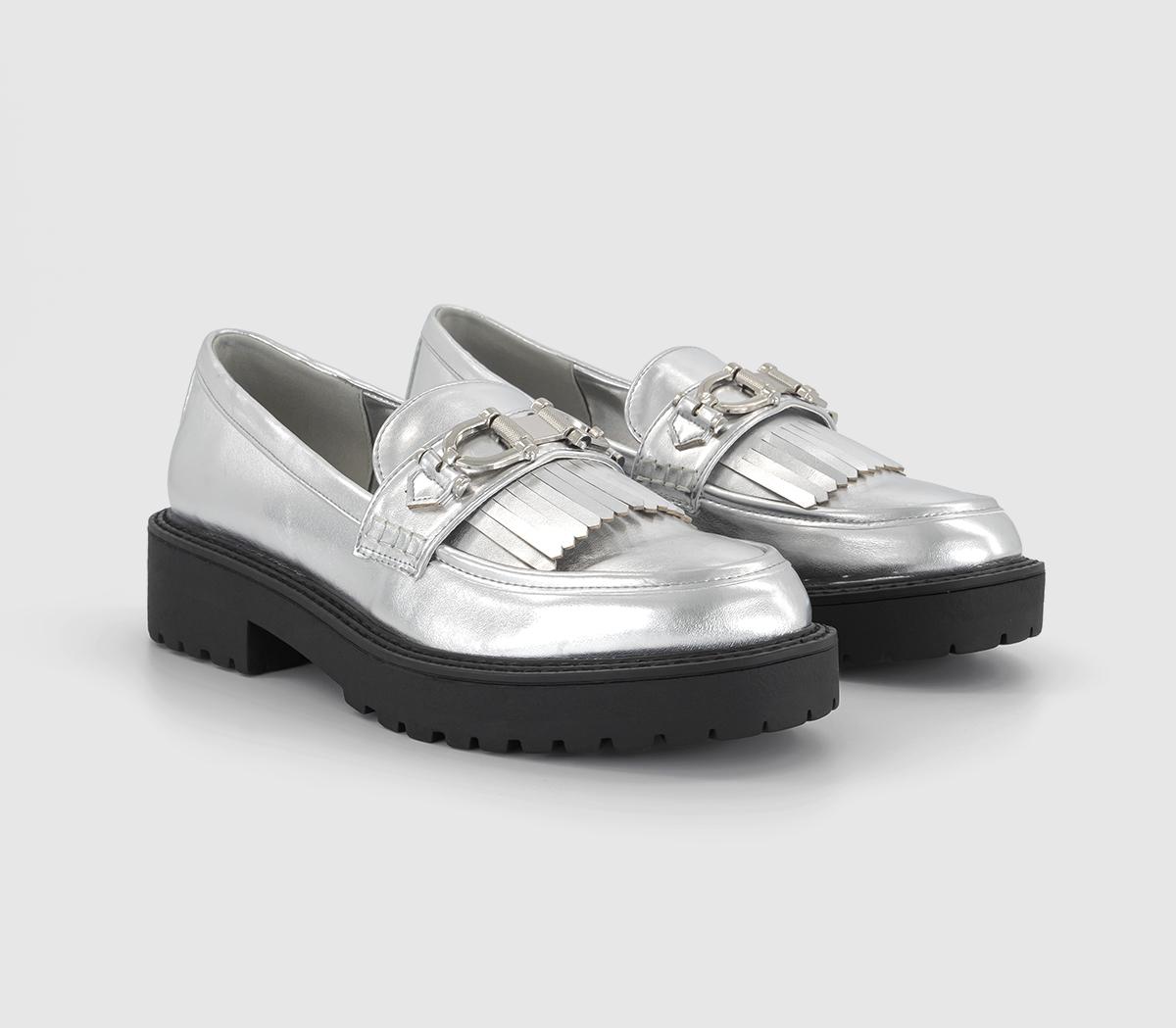 OFFICE Frankly Trim And Fringe Loafers OFFICE Frankly Trim And Fringe Loafers Silver