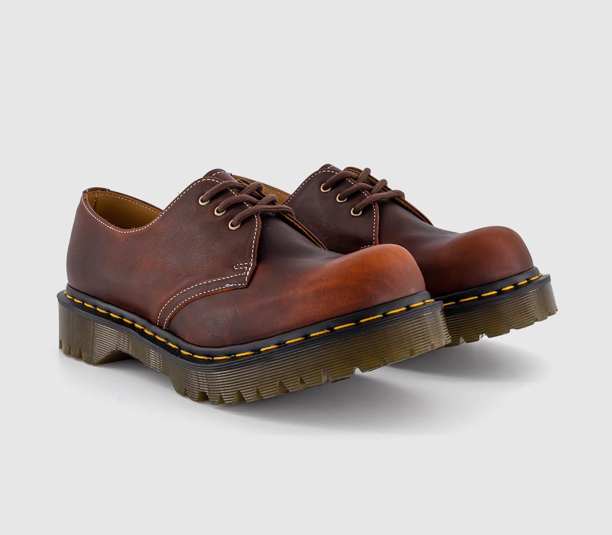 Dr.Martens 1461 3ホール DARK TAN BRONZE 1461 Slip Resistant Parker Life Shield Oxford Shoes in Dark