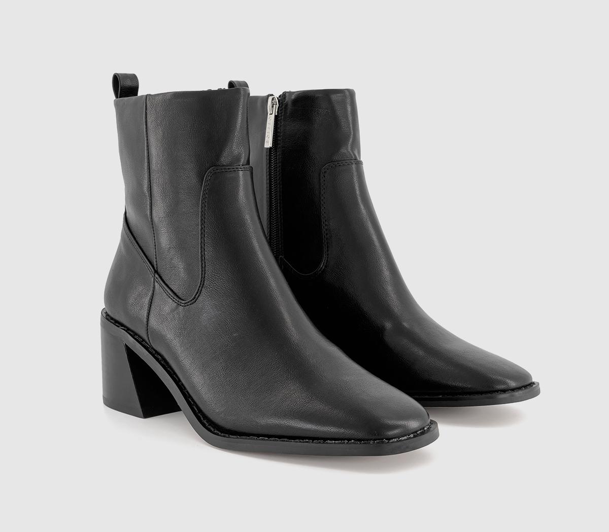 OFFICE Aspire Low Block Heel Ankle Boots Black - Women's Ankle Boots