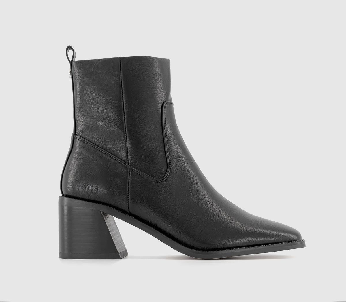 Homadles Women's Ankle Boots Wide Low Heel- Middle Heel with Zipper  Pointed-toe Solid Color Boots Black Size 6 - Walmart.com