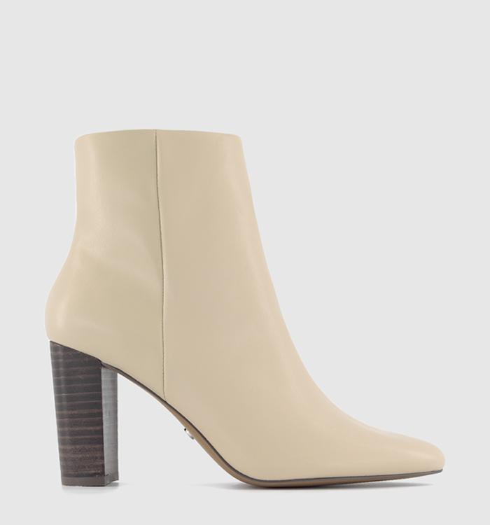 OFFICE Adore Stack Heel Ankle Boots Off White