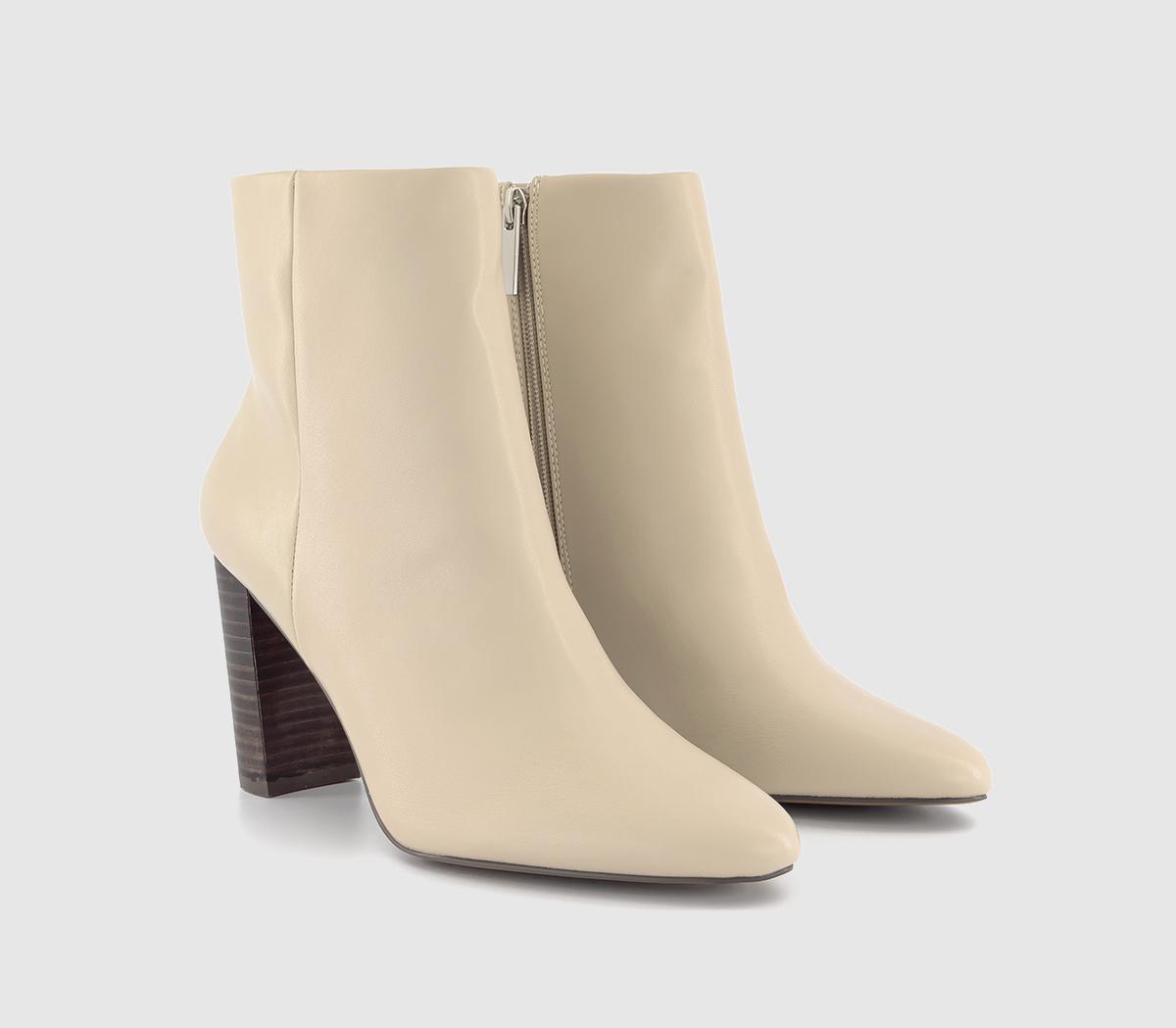 OFFICE Womens Adore Stack Heel Ankle Boots Off White, 8