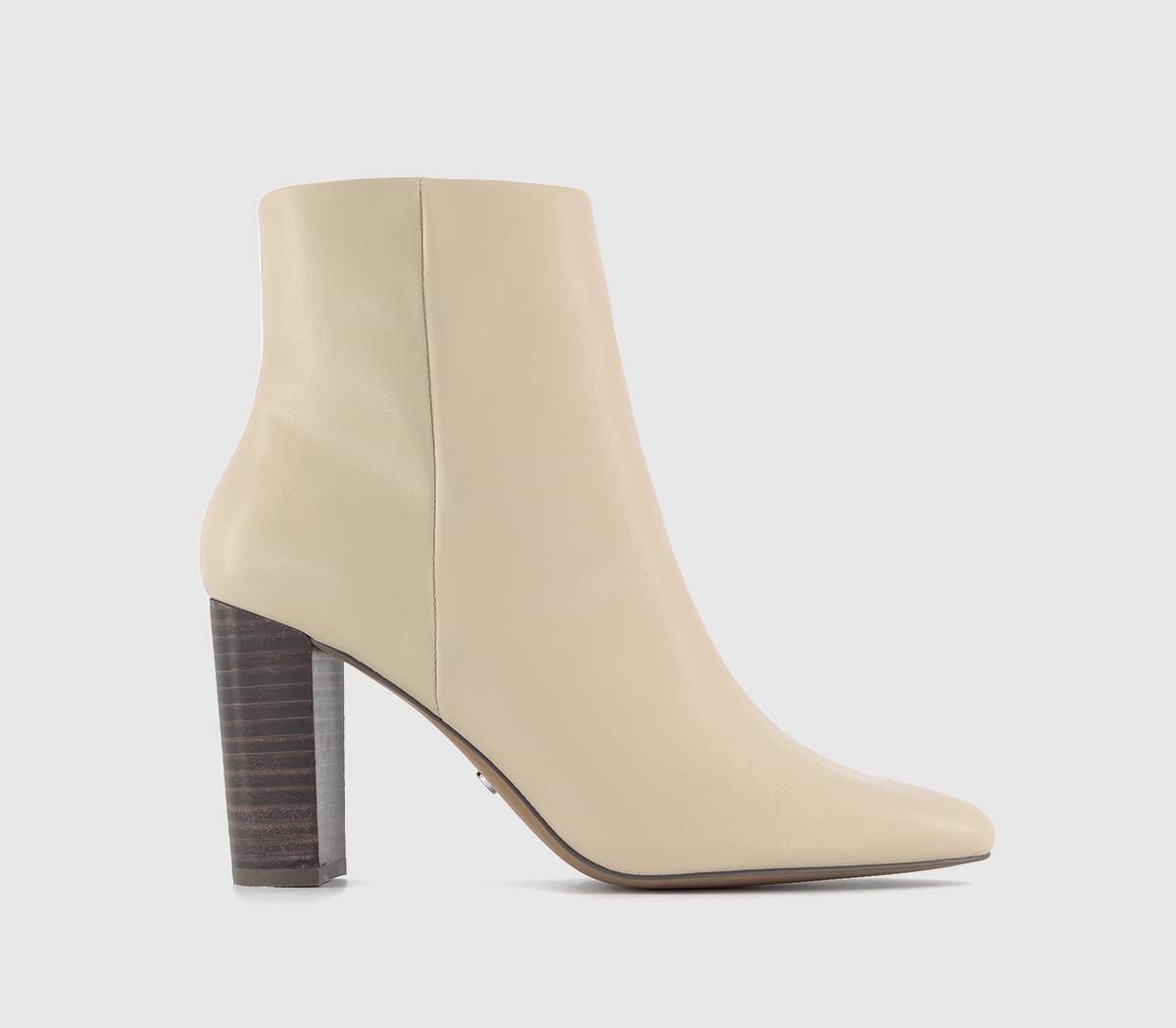 Adore Stack Heel Ankle Boots Off White