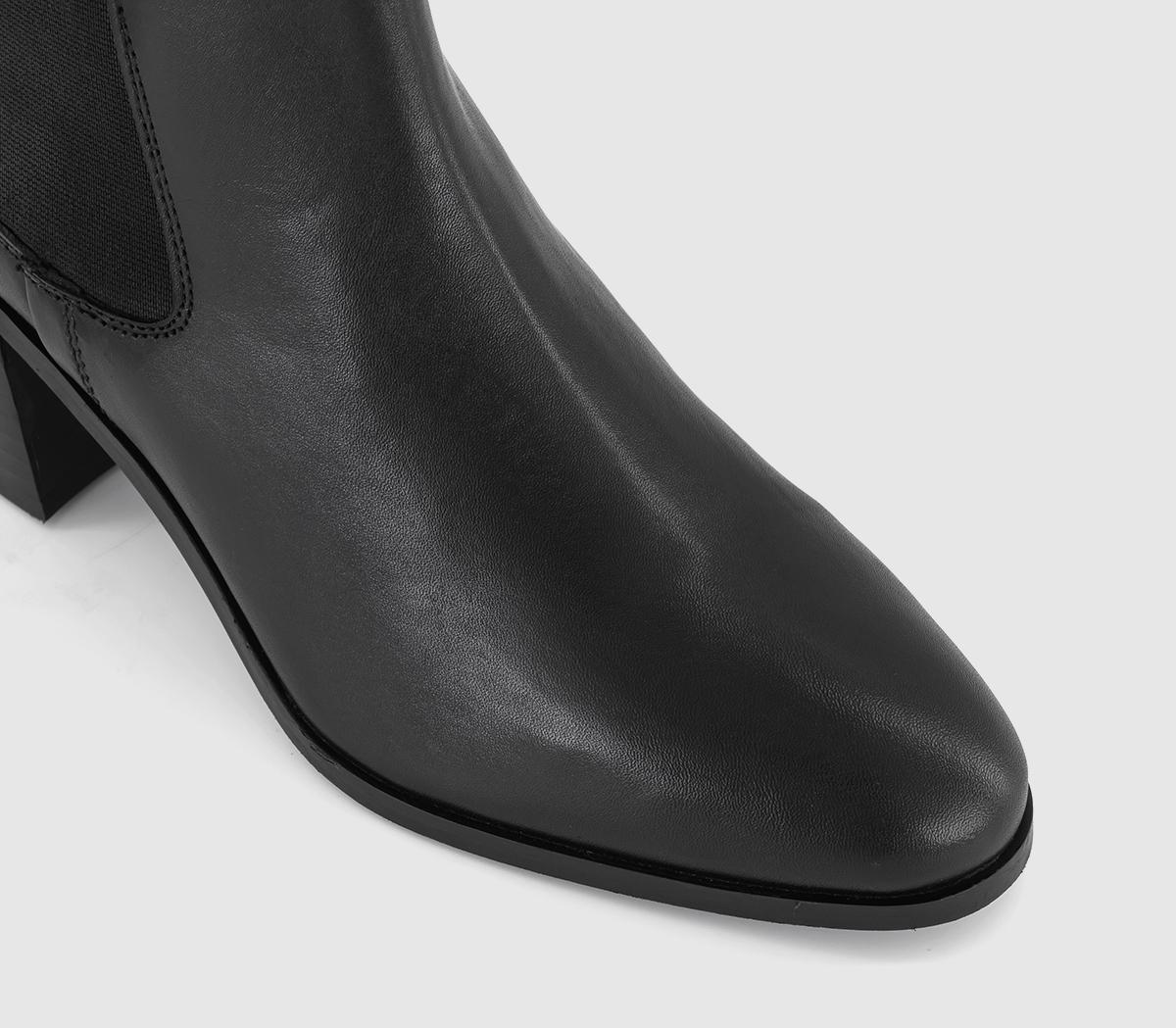 OFFICE Aspect Block Heel Chelsea Boots Black Leather - Women's Ankle Boots