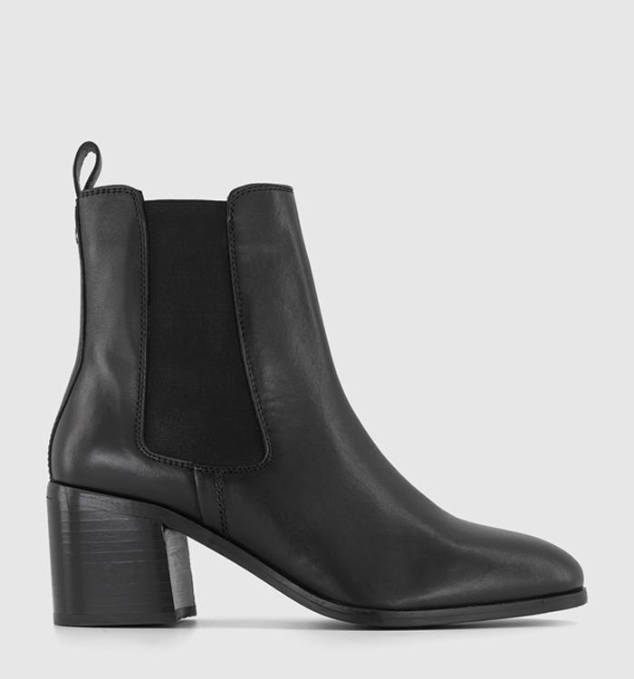 OFFICE Aspect Block Heel Chelsea Boots Black Leather