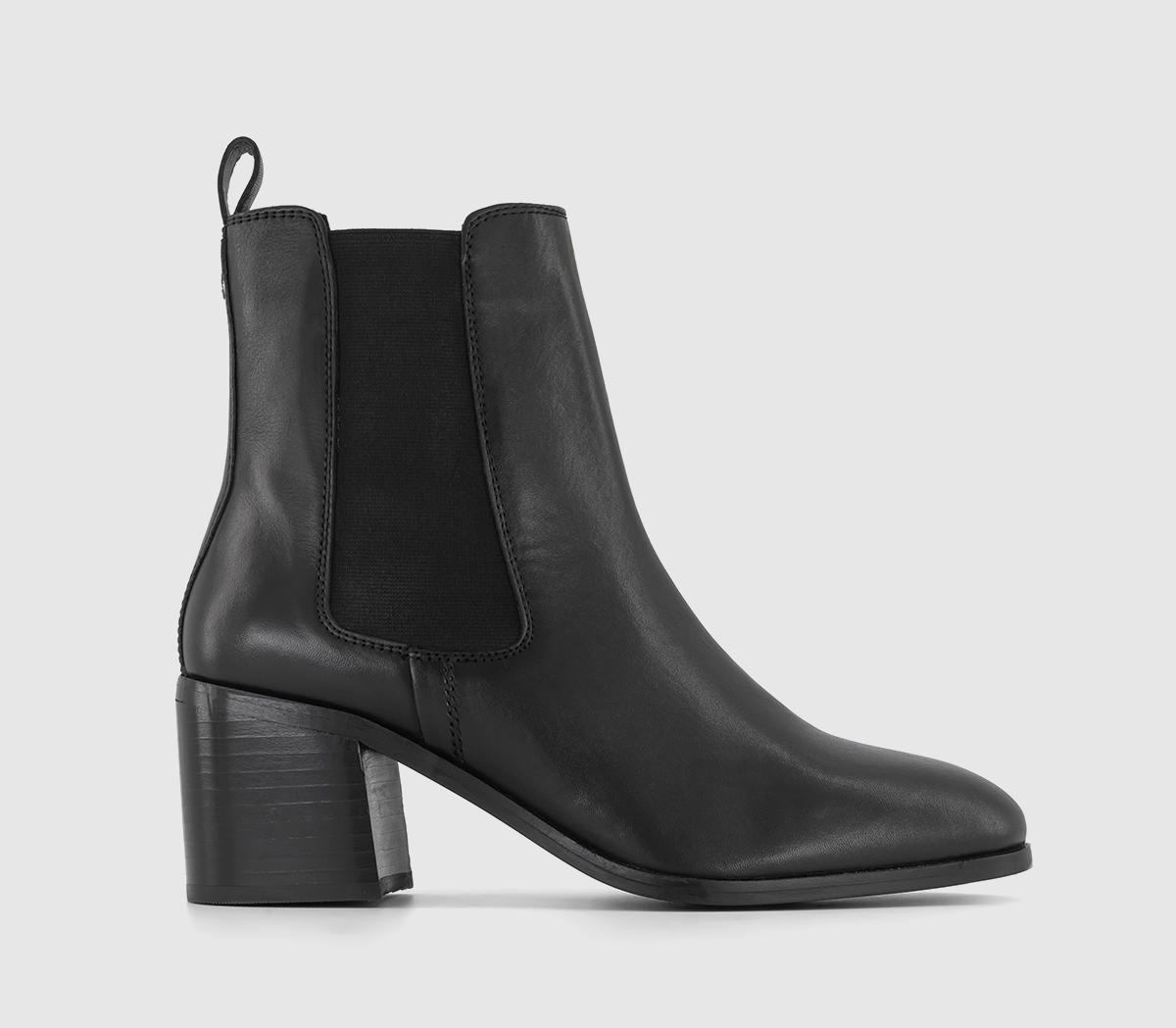 Aspect Block Heel Chelsea Boots Black Leather