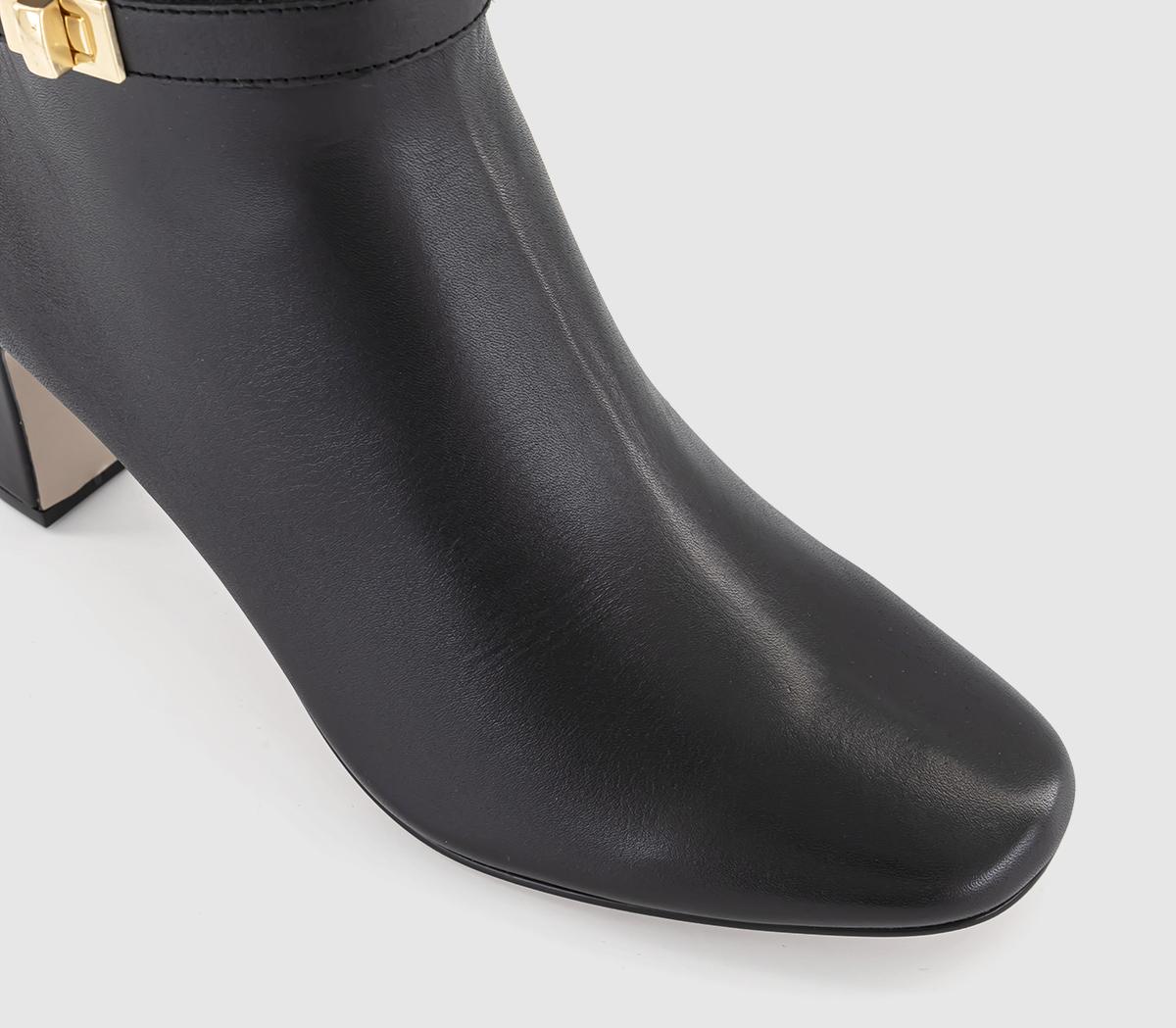 OFFICE Amelia Buckle Detail Heeled Boots OFFICE Amelia Buckle Detail Heeled Boots Black Leather