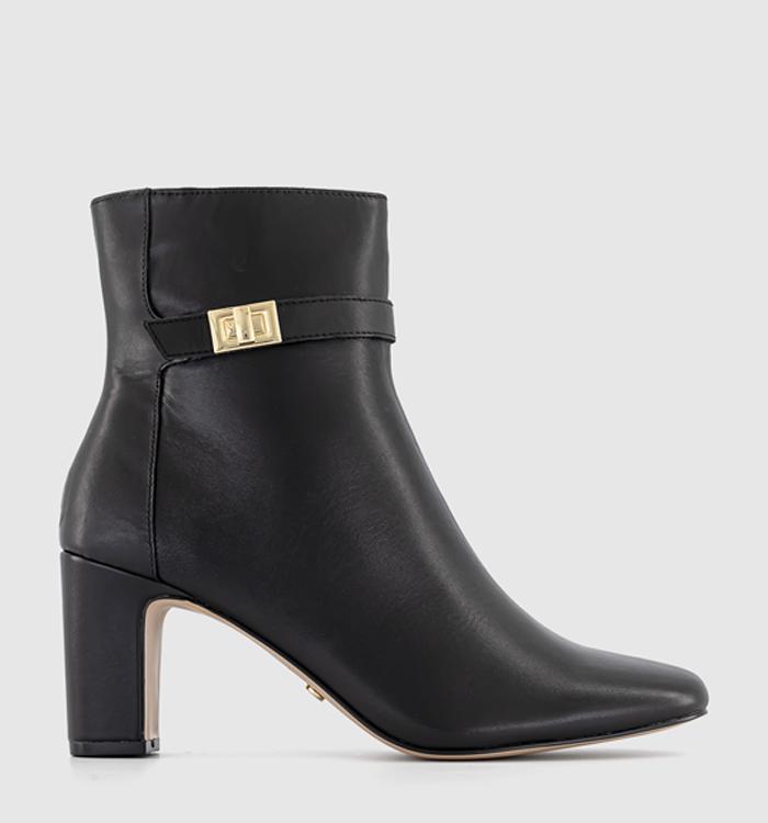 OFFICE Amelia Buckle Detail Heeled Boots Black Leather