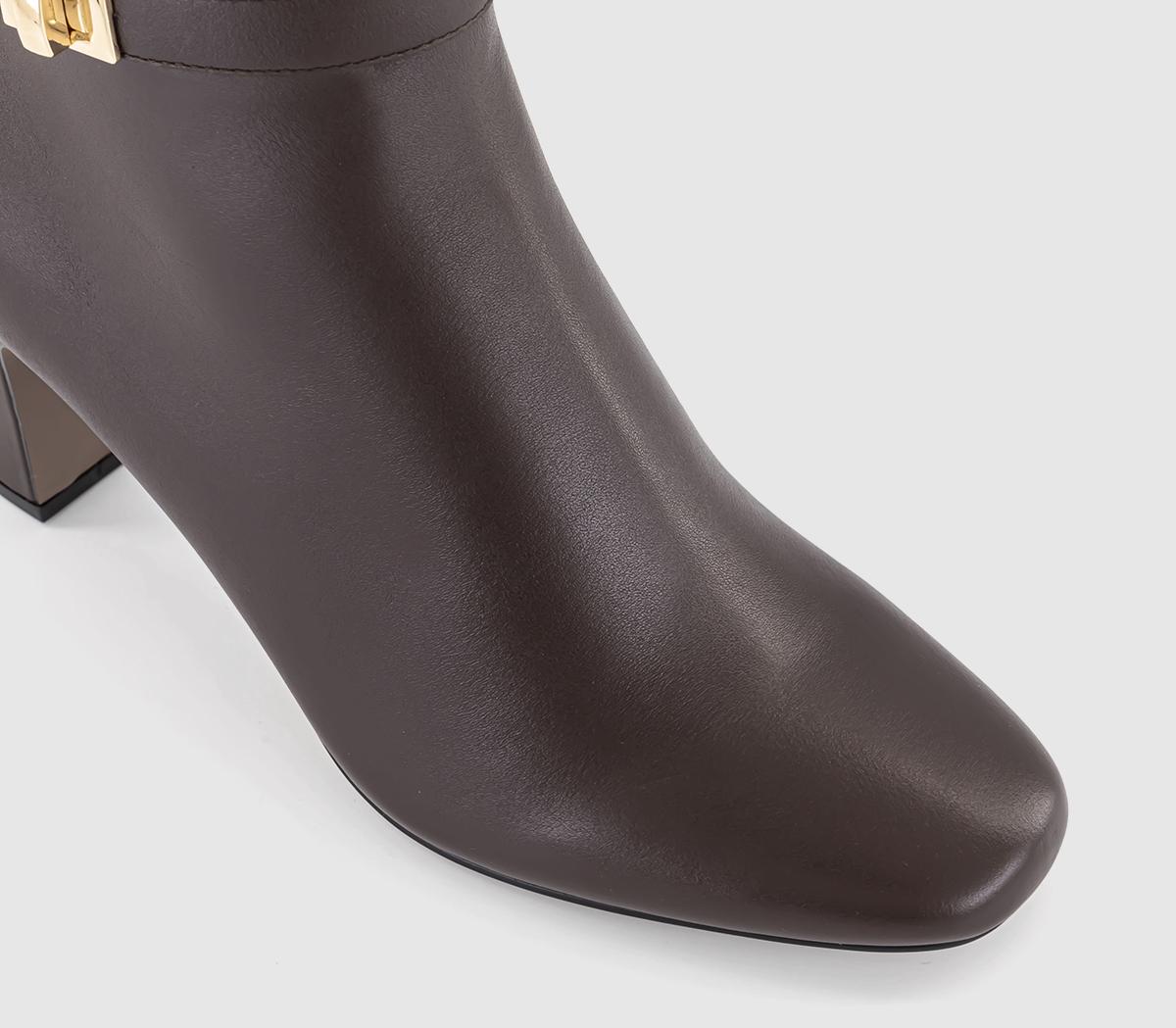 OFFICEAmelia Buckle Detail Heeled BootsChoc Leather