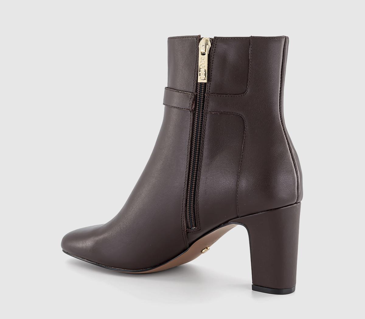 OFFICEAmelia Buckle Detail Heeled BootsChoc Leather