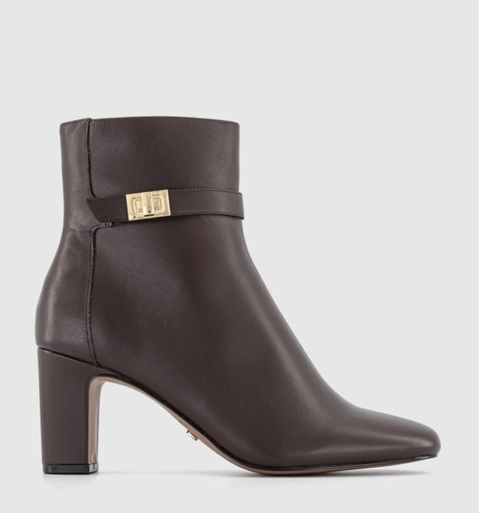 OFFICE Amelia Buckle Detail Heeled Boots Choc Leather