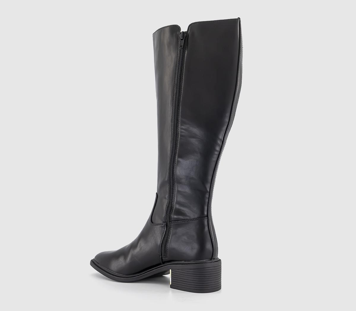 OFFICE Karmen Gold Hardware Riding Boots Black - Knee High Boots