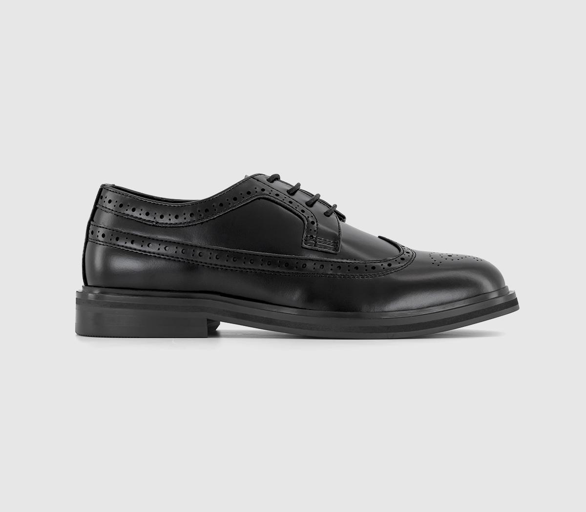 OFFICE Marc Chunky Longwing Brogue Shoes Black - Men’s Smart Shoes