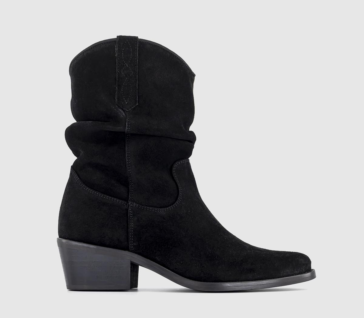 Black suede cowboy ankle 2024 boots