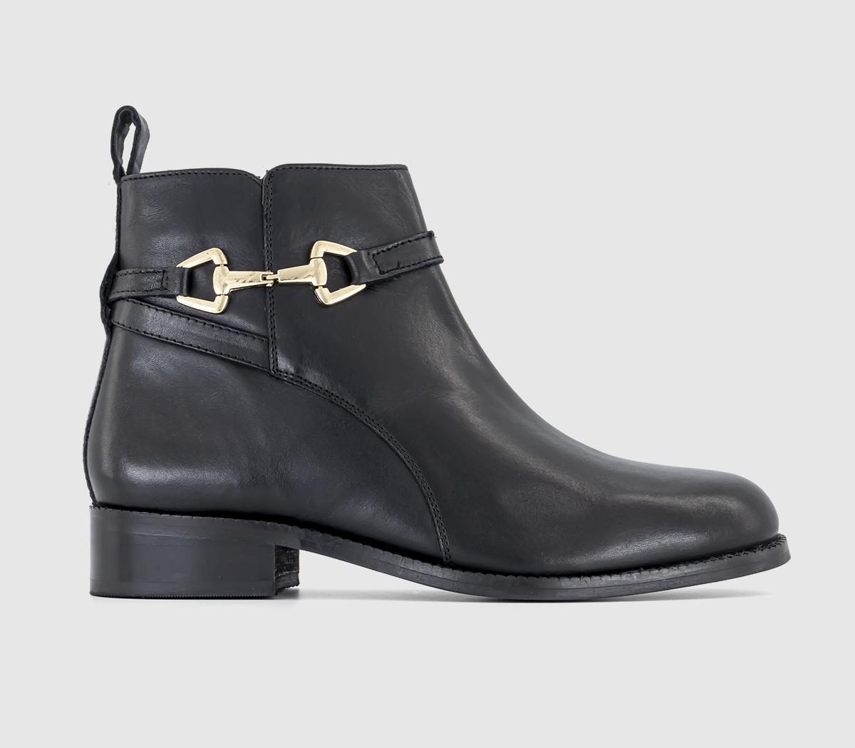 Abloom Trim Detail Ankle Boots Black Leather