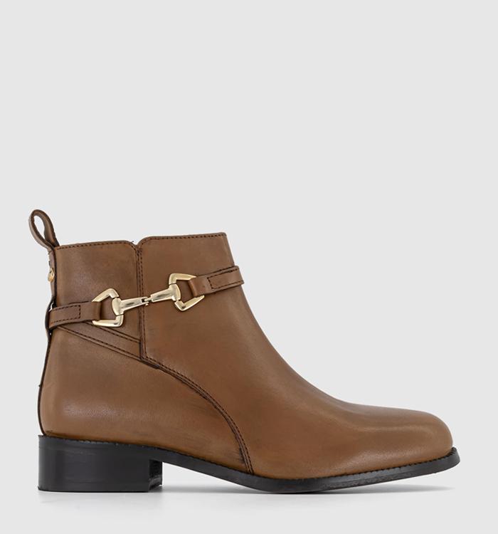 OFFICE Abloom Trim Detail Ankle Boots Tan Leather