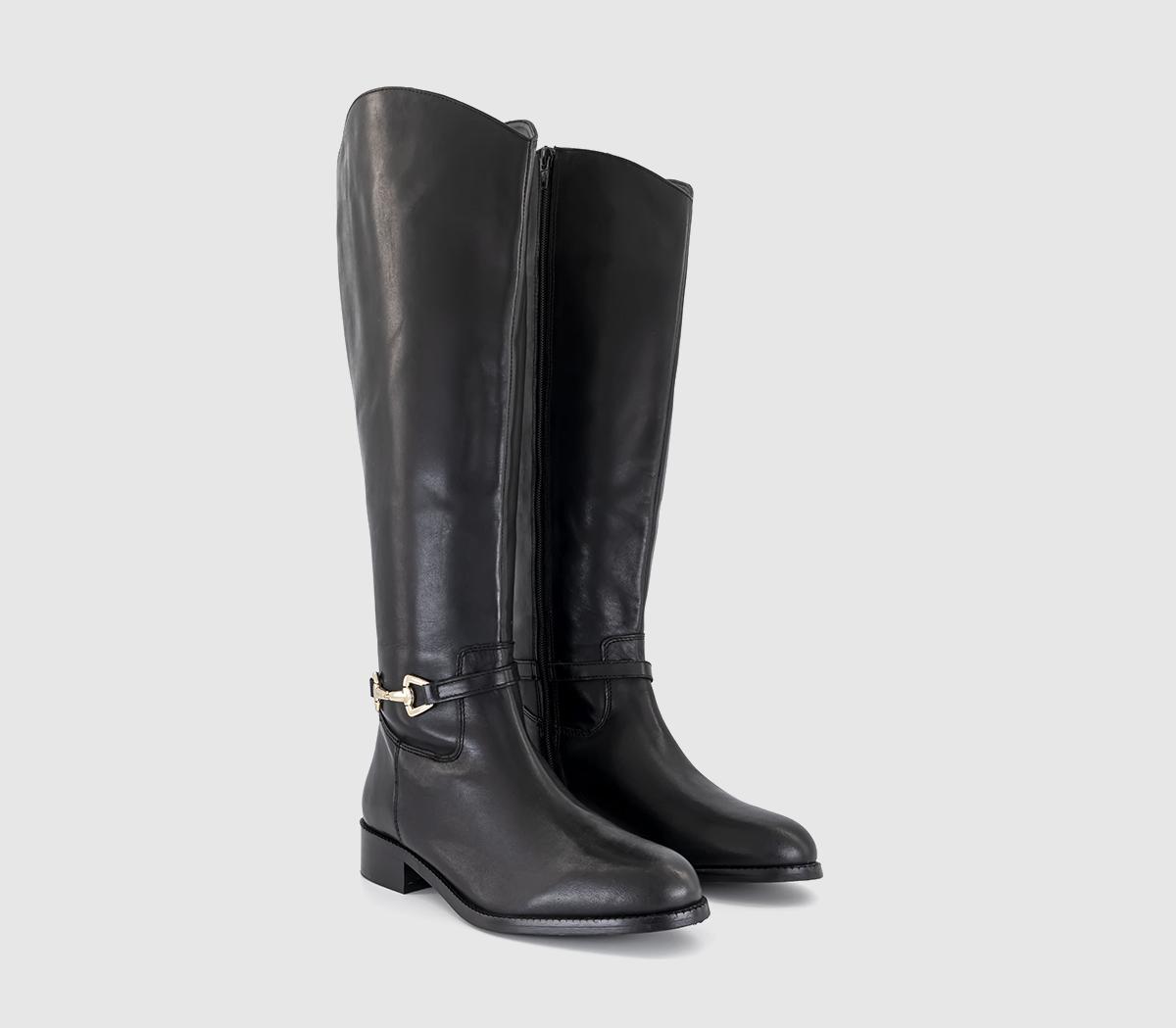 OFFICEKallie Trim Detail Knee High BootsBlack Leather