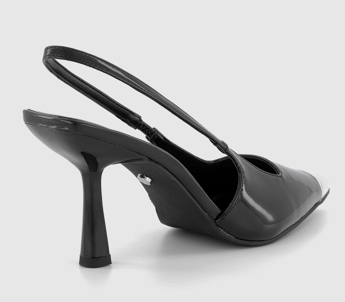 OFFICE Miley Toe Cap Slingback Court Shoes Black Mid Heels