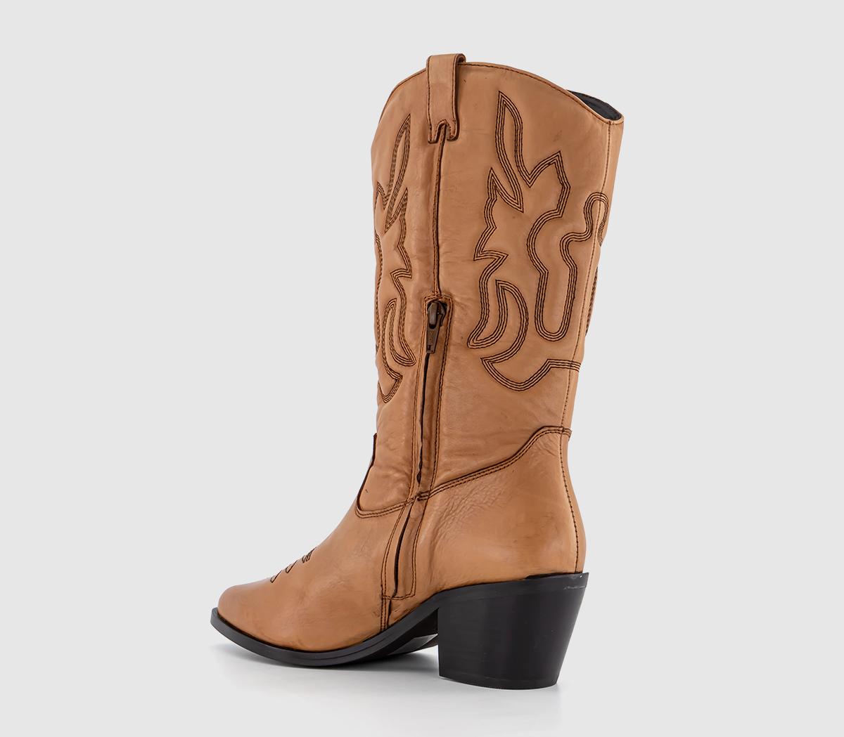 OFFICEKansas Quilted Leg Western BootsTan Leather