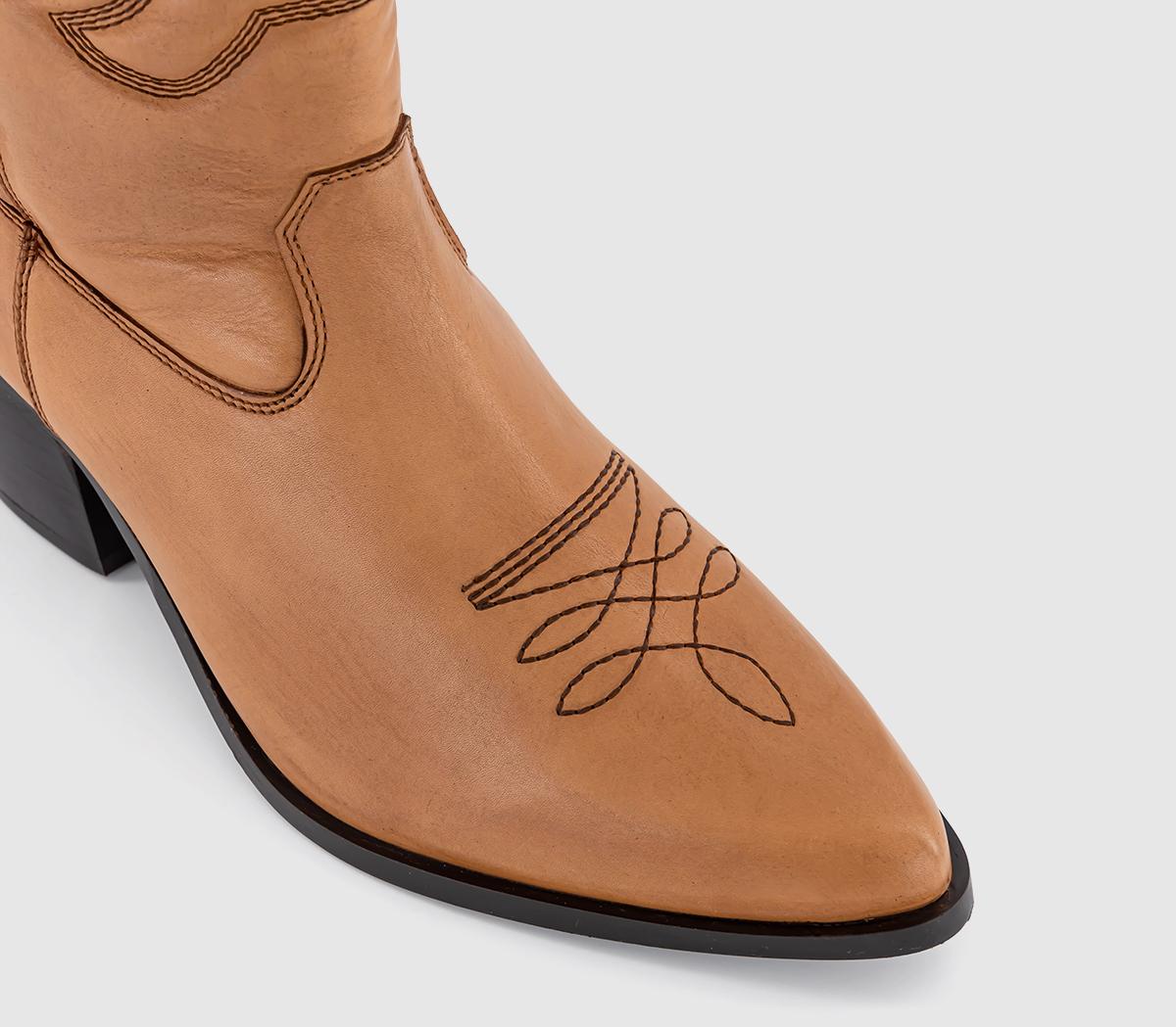 OFFICEKansas Quilted Leg Western BootsTan Leather