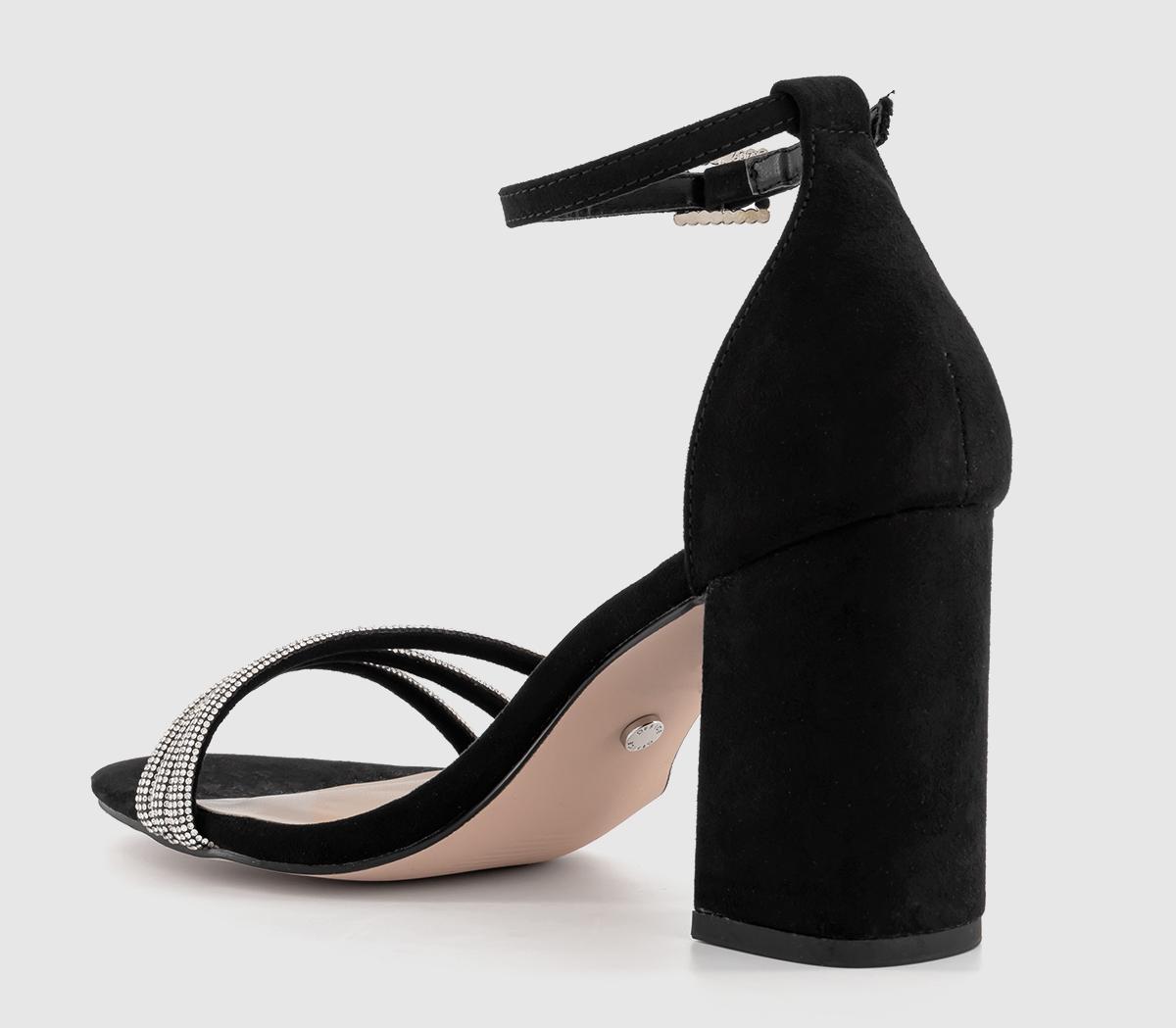 OFFICEHeadlight Embellished Strap Block HeelsBlack Embellished