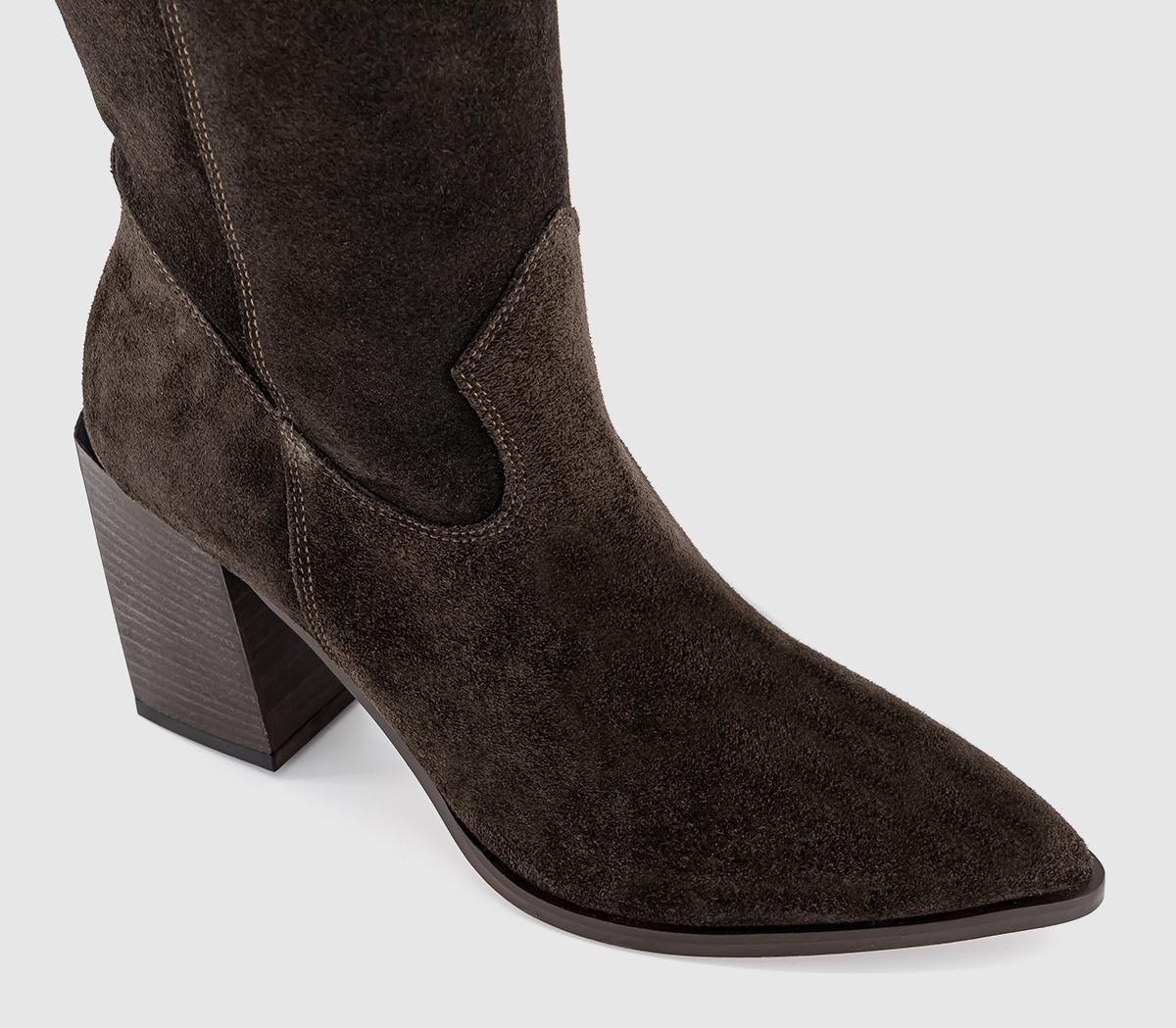 OFFICEKatarina Slouch Western Knee BootsBrown Suede