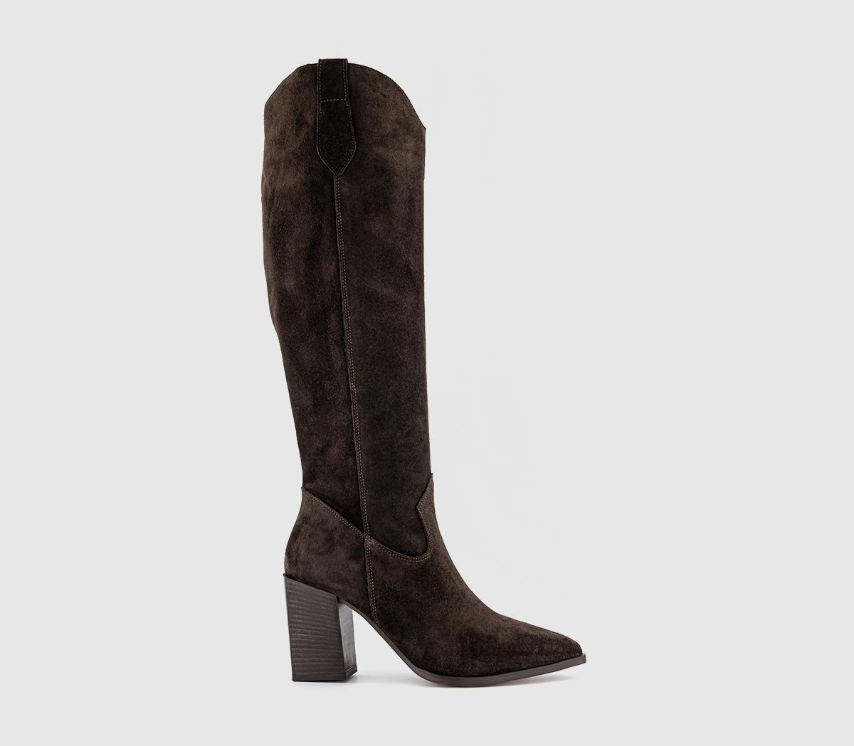OFFICEKatarina Slouch Western Knee BootsBrown Suede