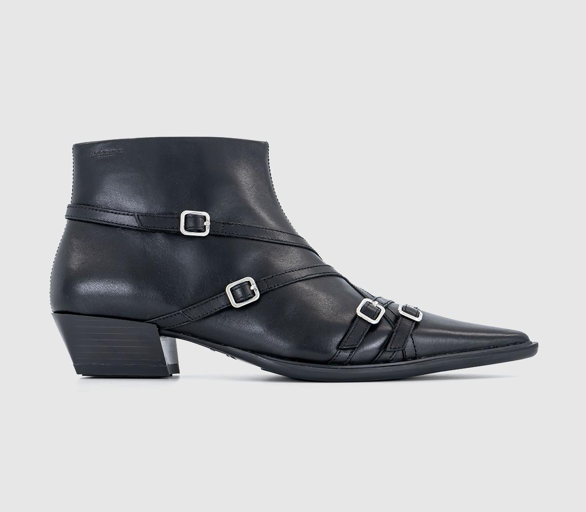 Cassie Buckle Ankle Boots Black