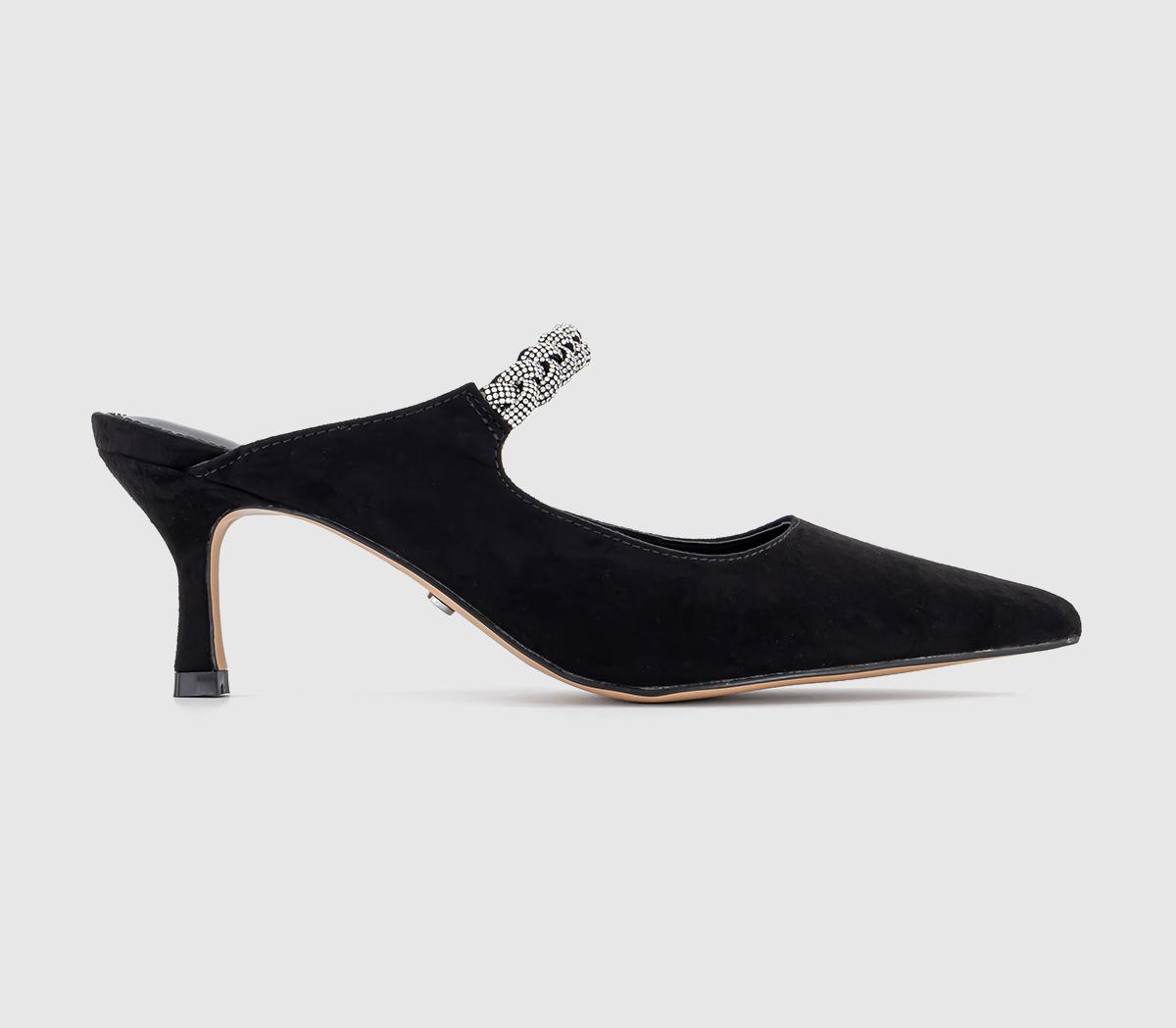 Black closed store toe mules