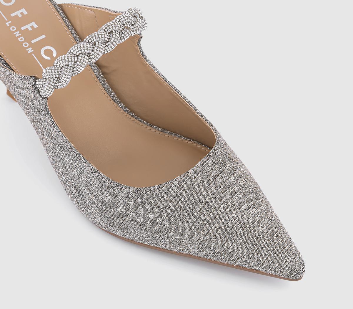 OFFICEMajestic Closed Toe Plaited Detail MulesSilver