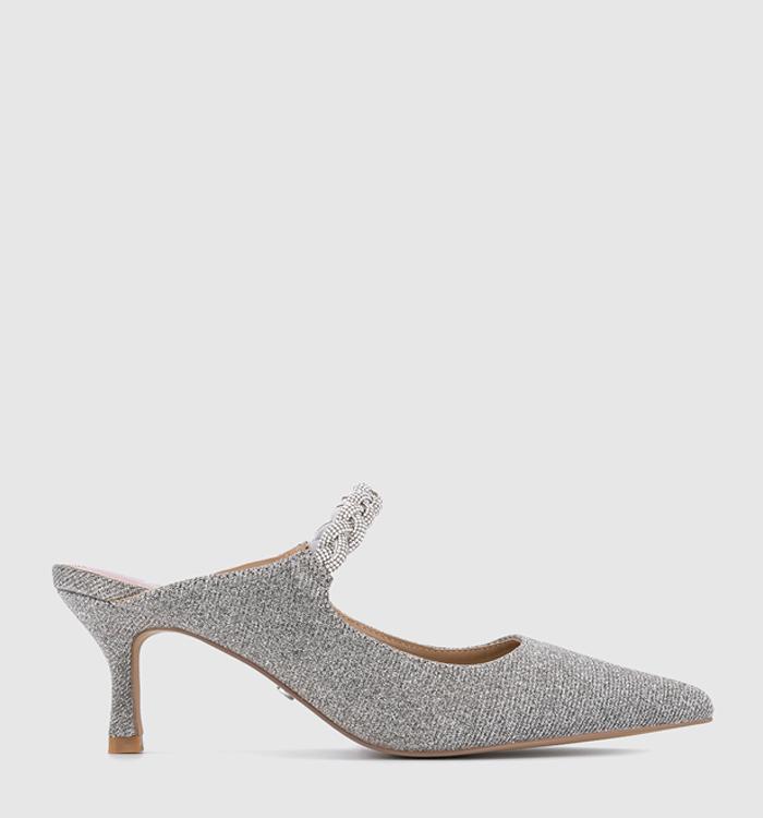 OFFICE Majestic Closed Toe Plaited Detail Mules Silver