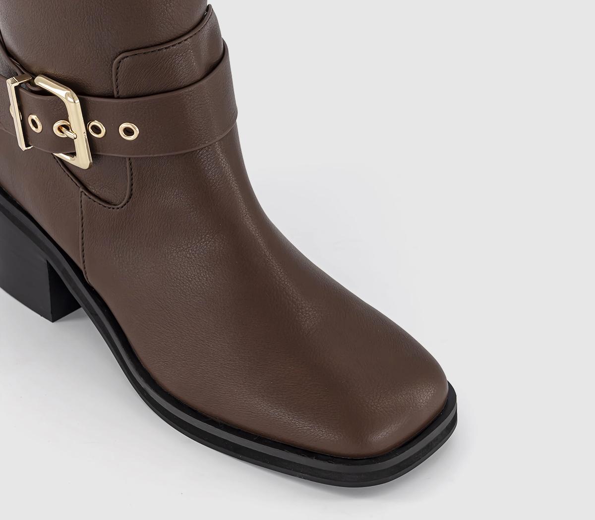 OFFICEKyra Buckle Strap Biker Knee Boots OFFICEKyra Buckle Strap Biker Knee BootsTan