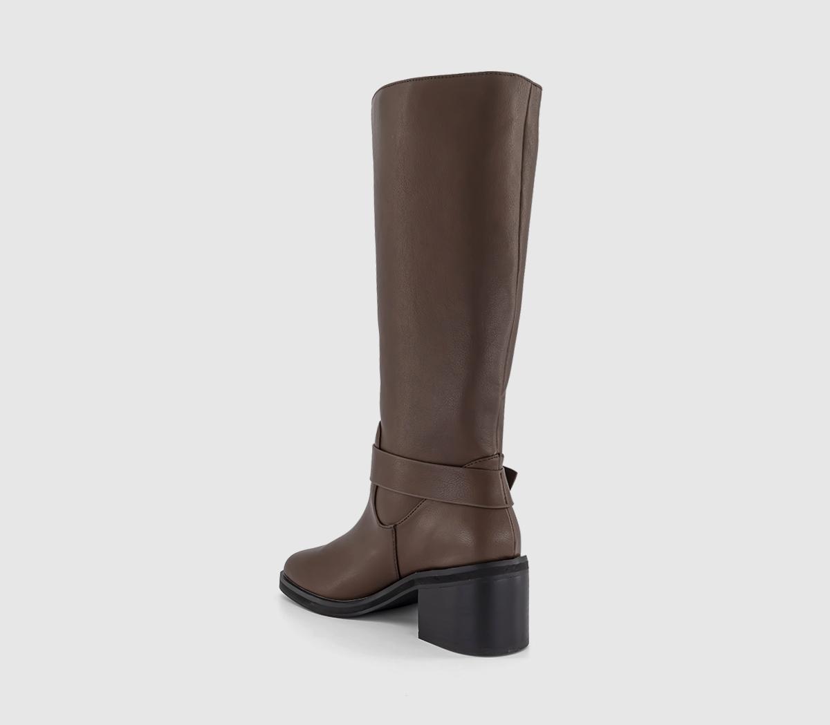 OFFICEKyra Buckle Strap Biker Knee Boots OFFICEKyra Buckle Strap Biker Knee BootsTan