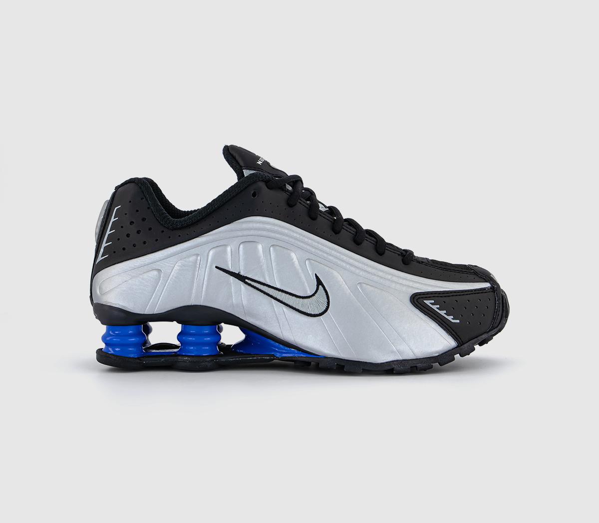 Nike Shox R4 Trainers Black Metallic Silver Racer Blue Women s Trainers