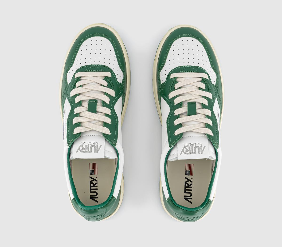 AUTRYMedalist Low TrainersLeather White Green Green