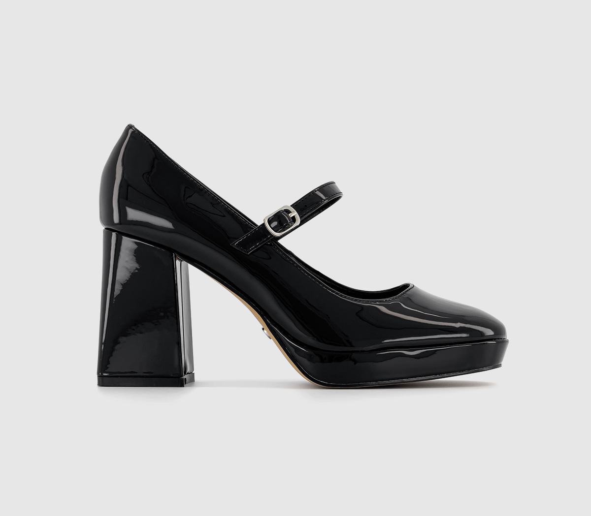 OFFICE Hazy Closed Toe Mary Jane Platforms Black Patent High Heels