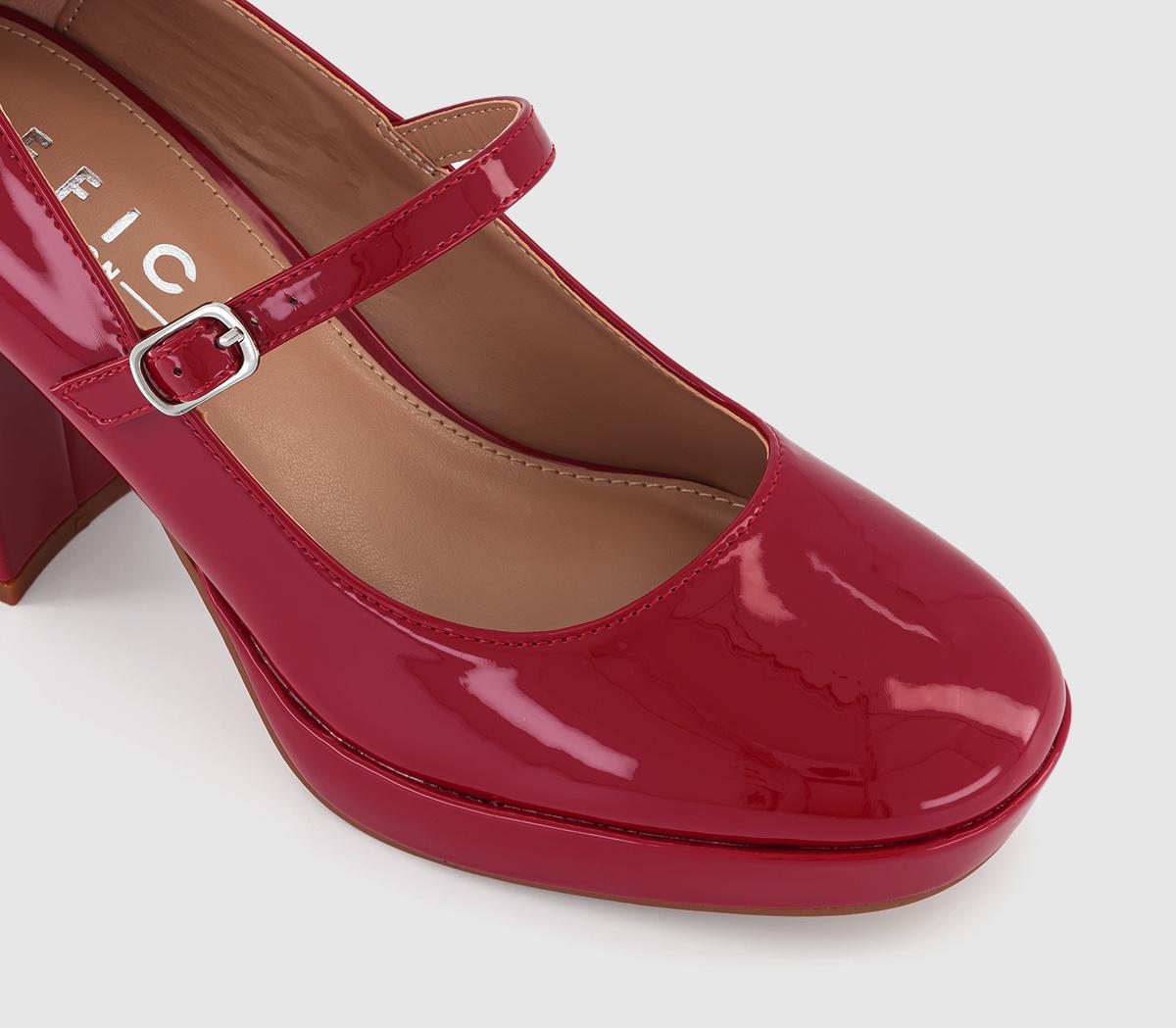 OFFICEHazy Closed Toe Mary Jane Platform HeelsRed Patent