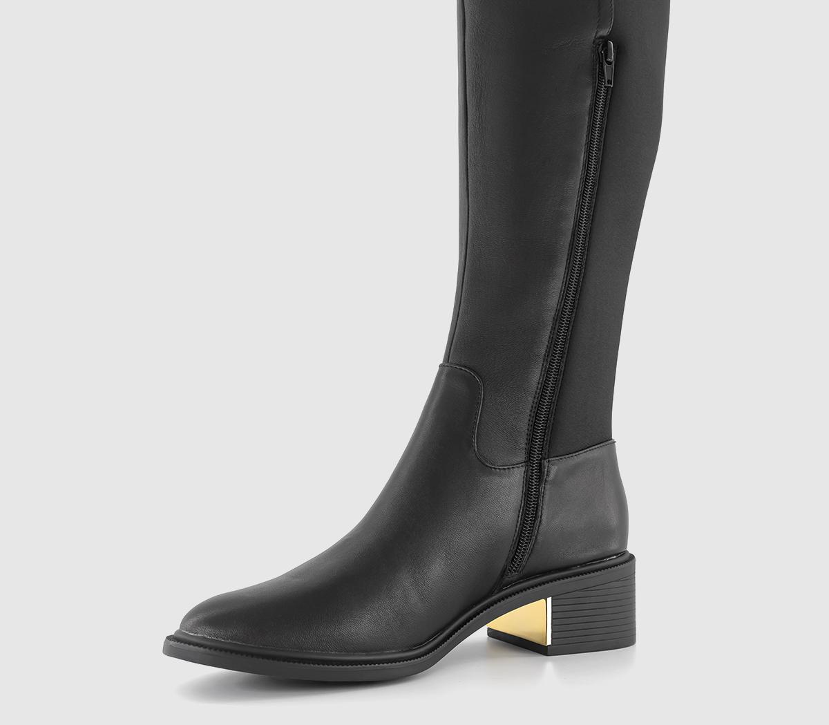 OFFICEKelby Mixed Material Riding BootsBlack Leather