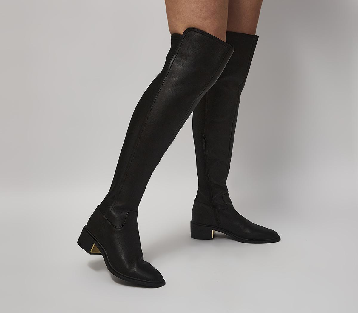 OFFICEKelby Mixed Material Riding BootsBlack Leather