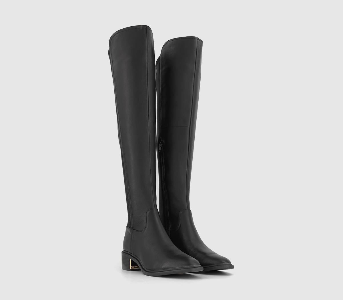 OFFICEKelby Mixed Material Riding BootsBlack Leather