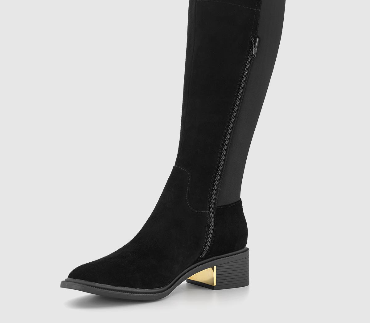OFFICEKelby Mixed Material Riding BootsBlack Suede