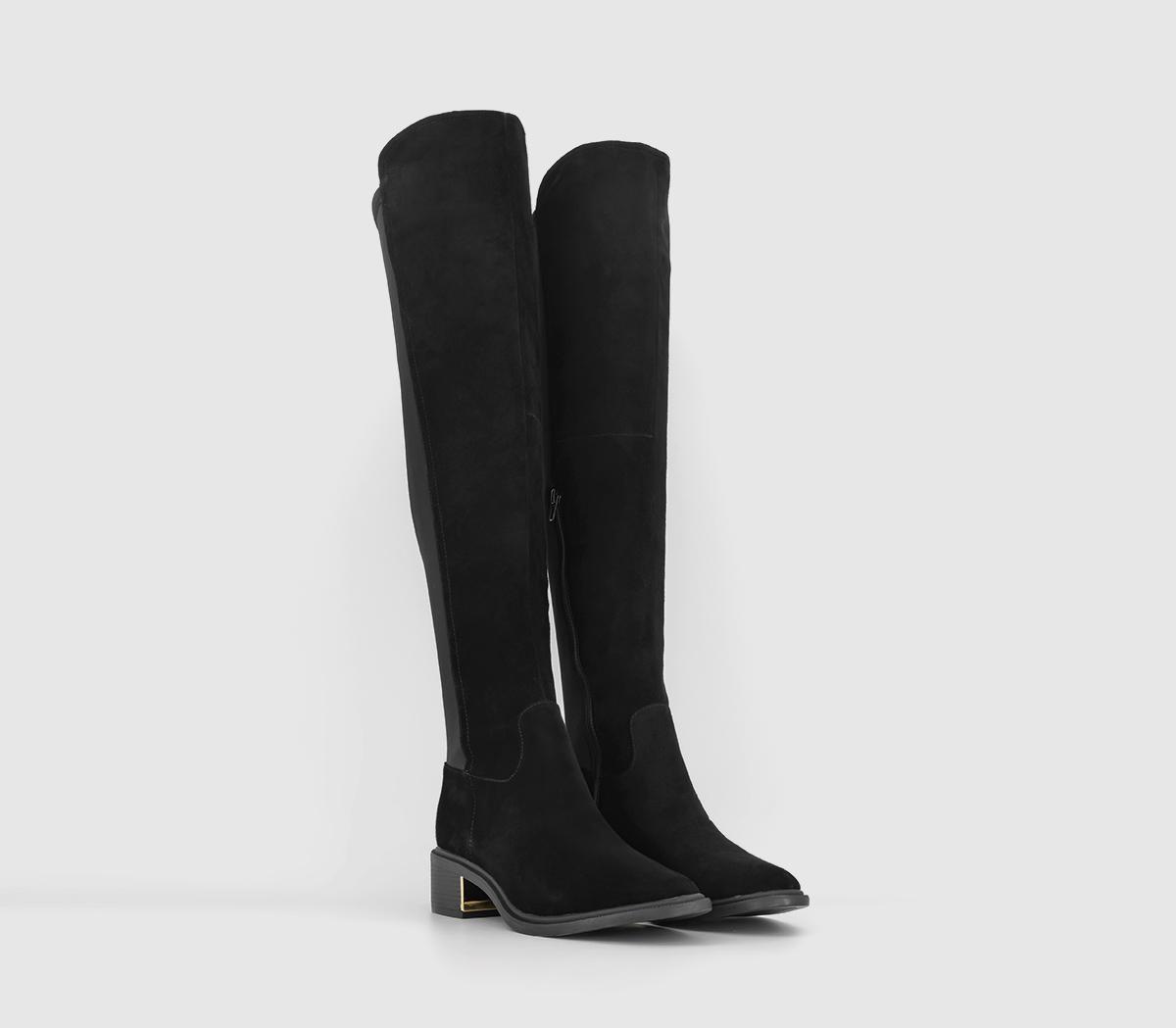 OFFICEKelby Mixed Material Riding BootsBlack Suede