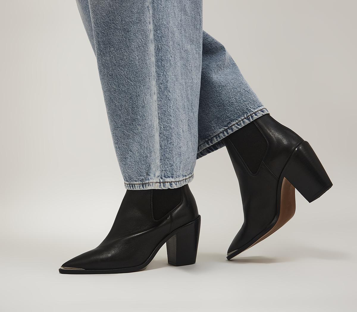 OFFICEAntonia Toecap Leather Western Chelsea BootsBlack Leather