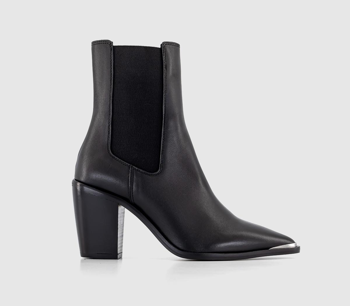Antonia Toecap Leather Western Chelsea Boots Black