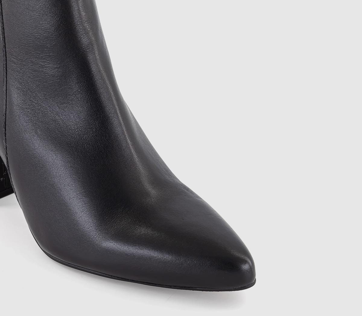 OFFICEArgo Leather Covered Buckle Heeled Ankle Boots OFFICEArgo Leather Covered Buckle Heeled Ankle BootsBlack Leather