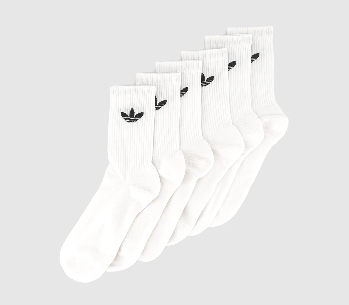 Adidas Crew Socks 6 Pack White Black, L