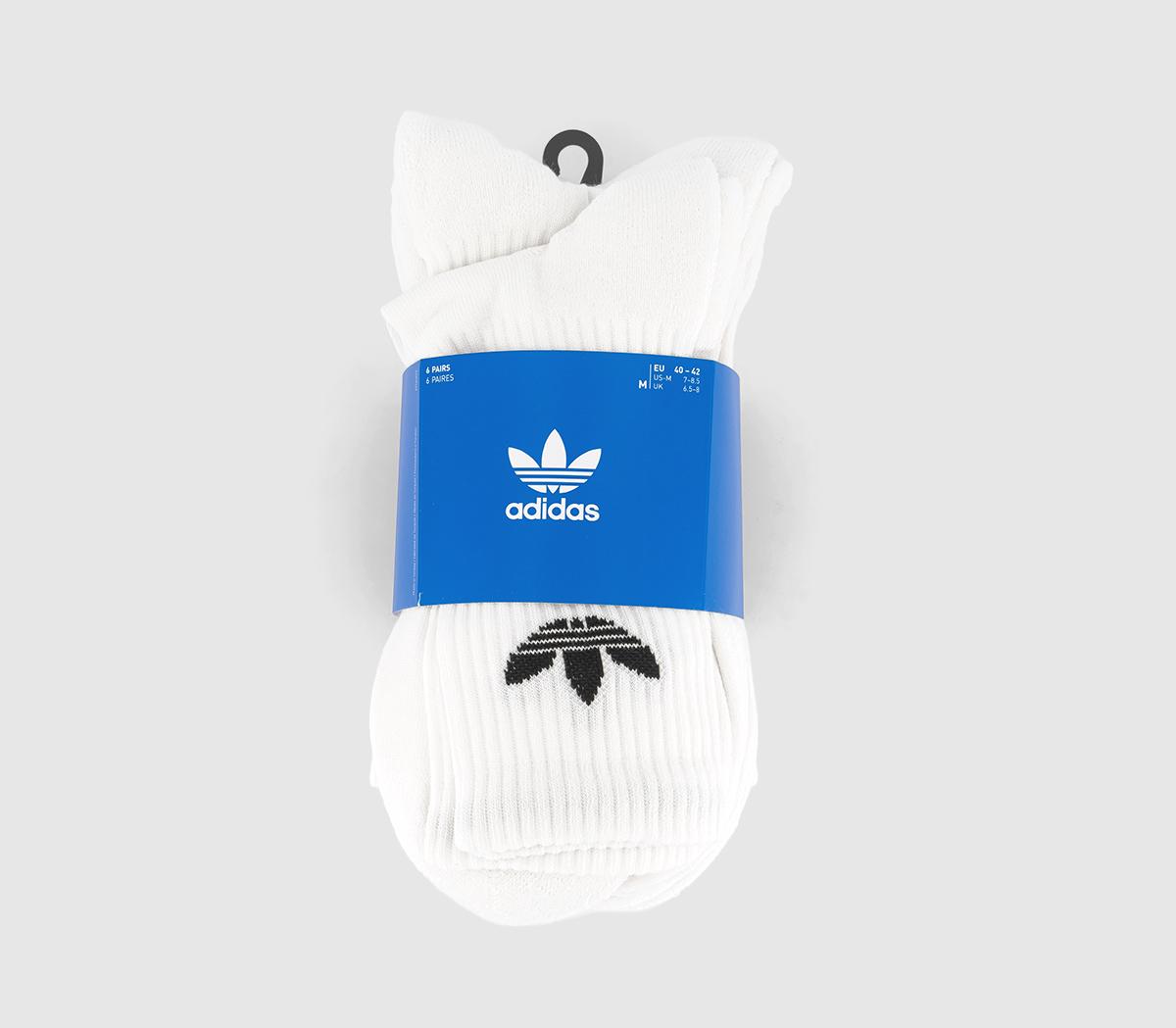 adidas Crew Socks 6 Pack White Black - Accessories